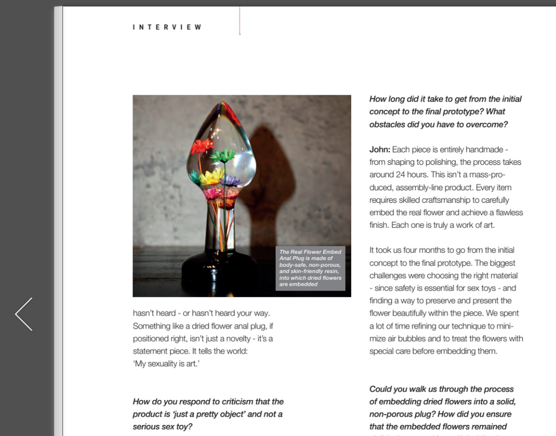 LOVISS Featured in EAN Magazine: Redefining Intimacy with the Real Flower Embed Anal Plug