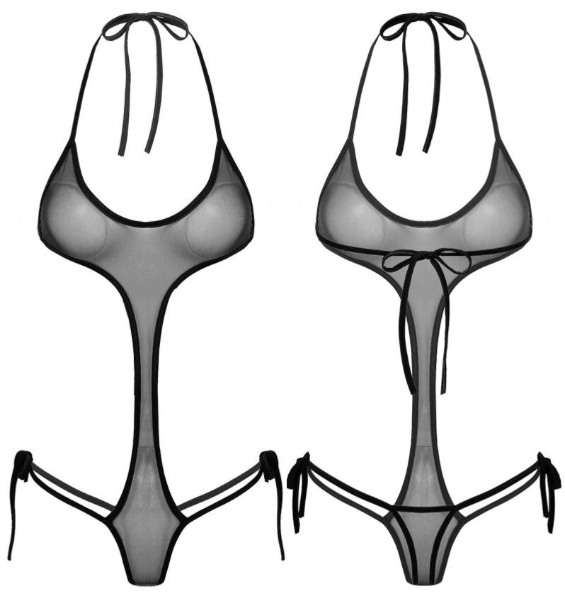 Traje de baño de lencería sexy Traje de malla de bikini de tres puntos unido sexy para mujer