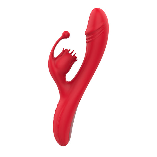 Rose Three-Point Stimulators Clitoral Licking G Spot Vibrators Rabbit Massager Heating Licking Dildos Vibrators Sex Toy Adult Toy