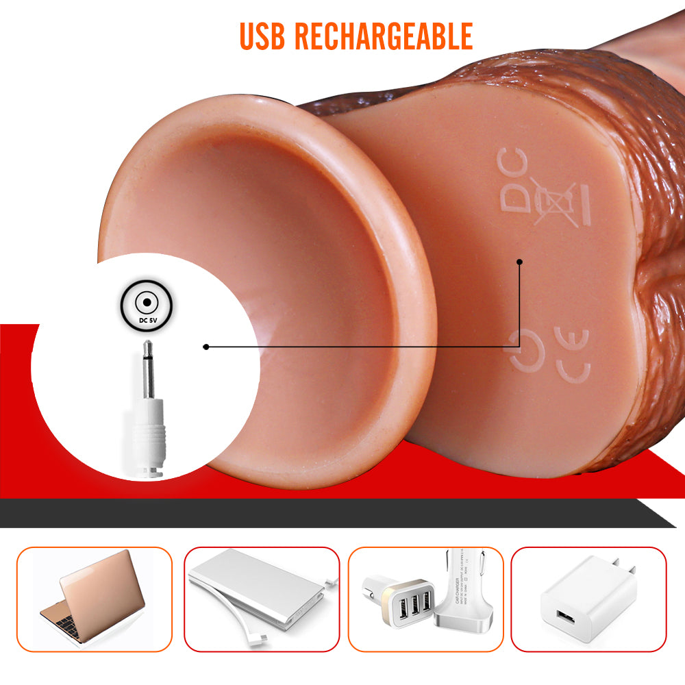 Consolador Vibrador de Empuje para Mujeres, Consolador Vibrador Realista con Modos de Vibraciones de Control Remoto, Consolador Telescópico de Silicona Juguetes Sexuales para Pareja Estimulación Anal del Punto G