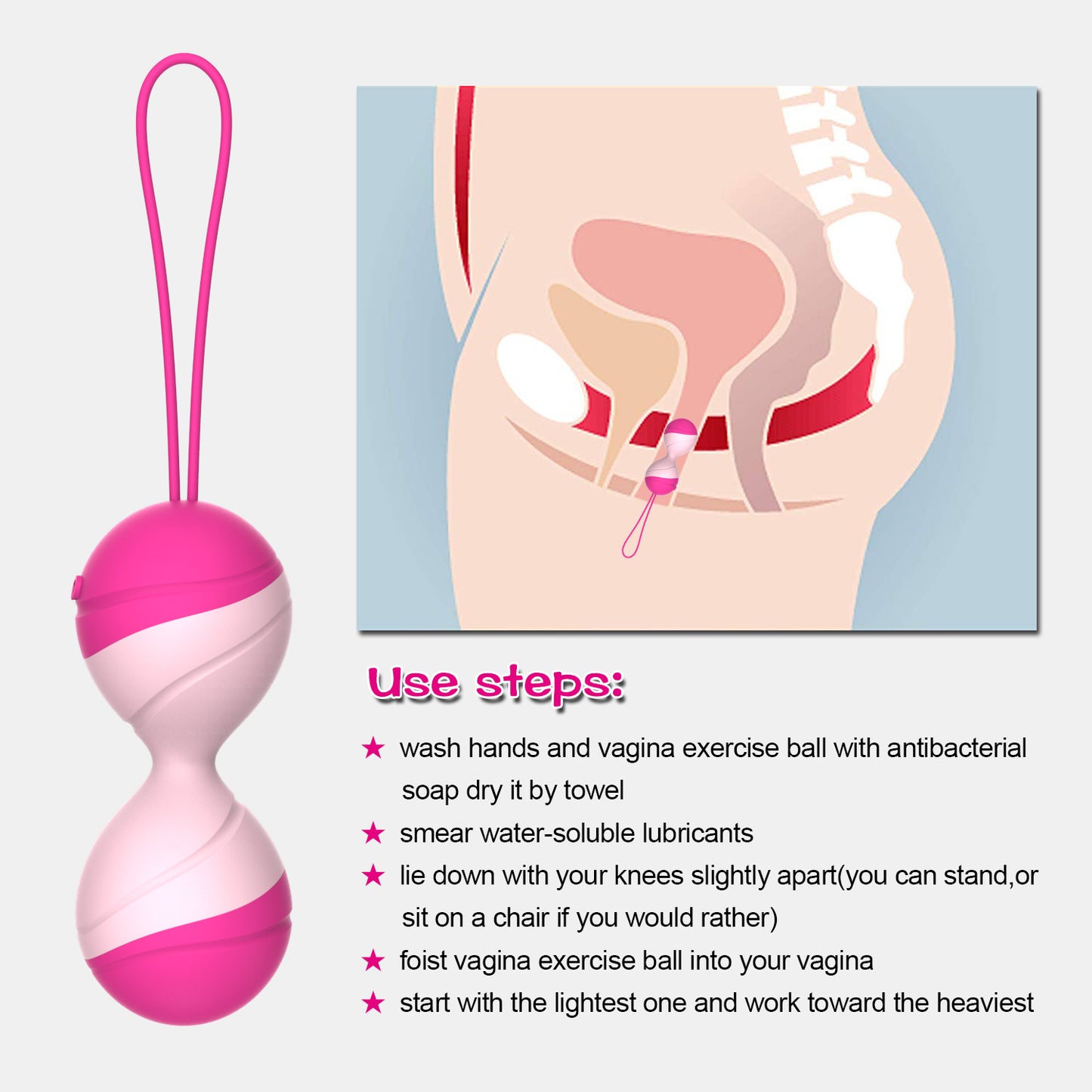 Juego de huevos vibratorios para ejercicios de Kegel de silicona de alta calidad Control inalámbrico Punto G Recuperación de vagina Juguetes sexuales Pesas para ejercicios Kit ponderado de bolas de Kegel
