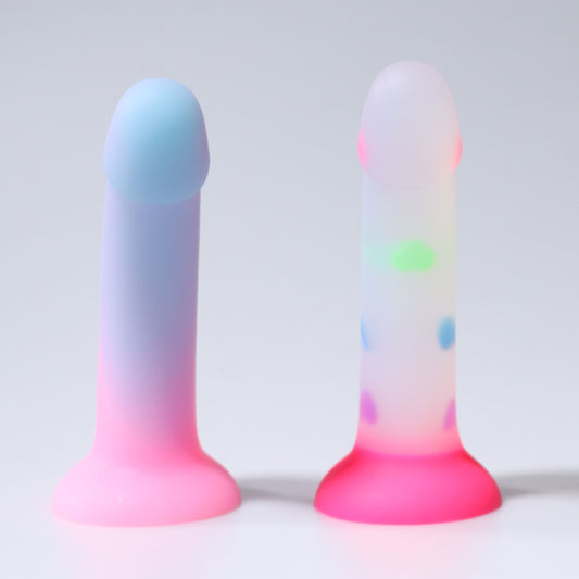 Loviss Liquid Silicone Realistic Dildo Gradient Color Penis for Vaginal and Anal Sex with Suction Cup Compatible Strap-on Harness