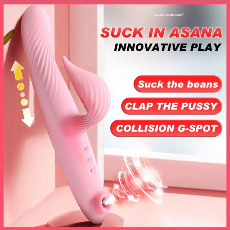 Loviss Luxuriöser stoßender Doppel-Rabbit-Vibrator mit Saugnapf