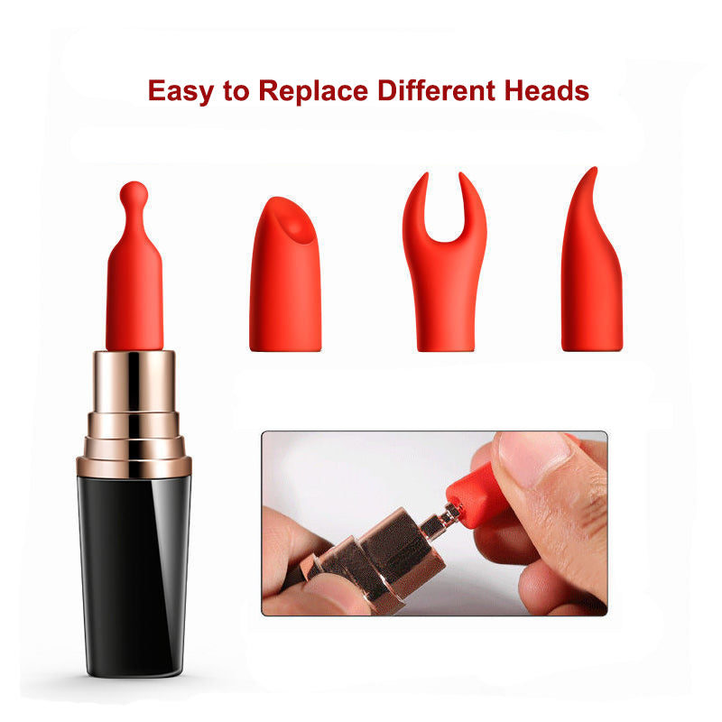 Loviss Lippenstift-Vibrator, wiederaufladbar, mit 4 Silikonhüllen