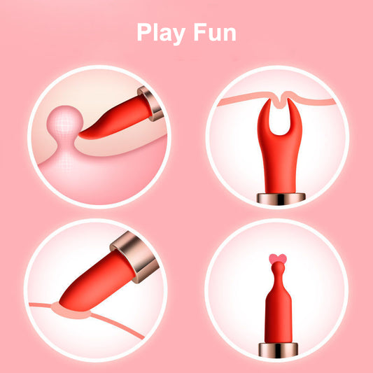 Loviss Lipstick Vibrator Rechargeable with 4-set Silicone Sleeves