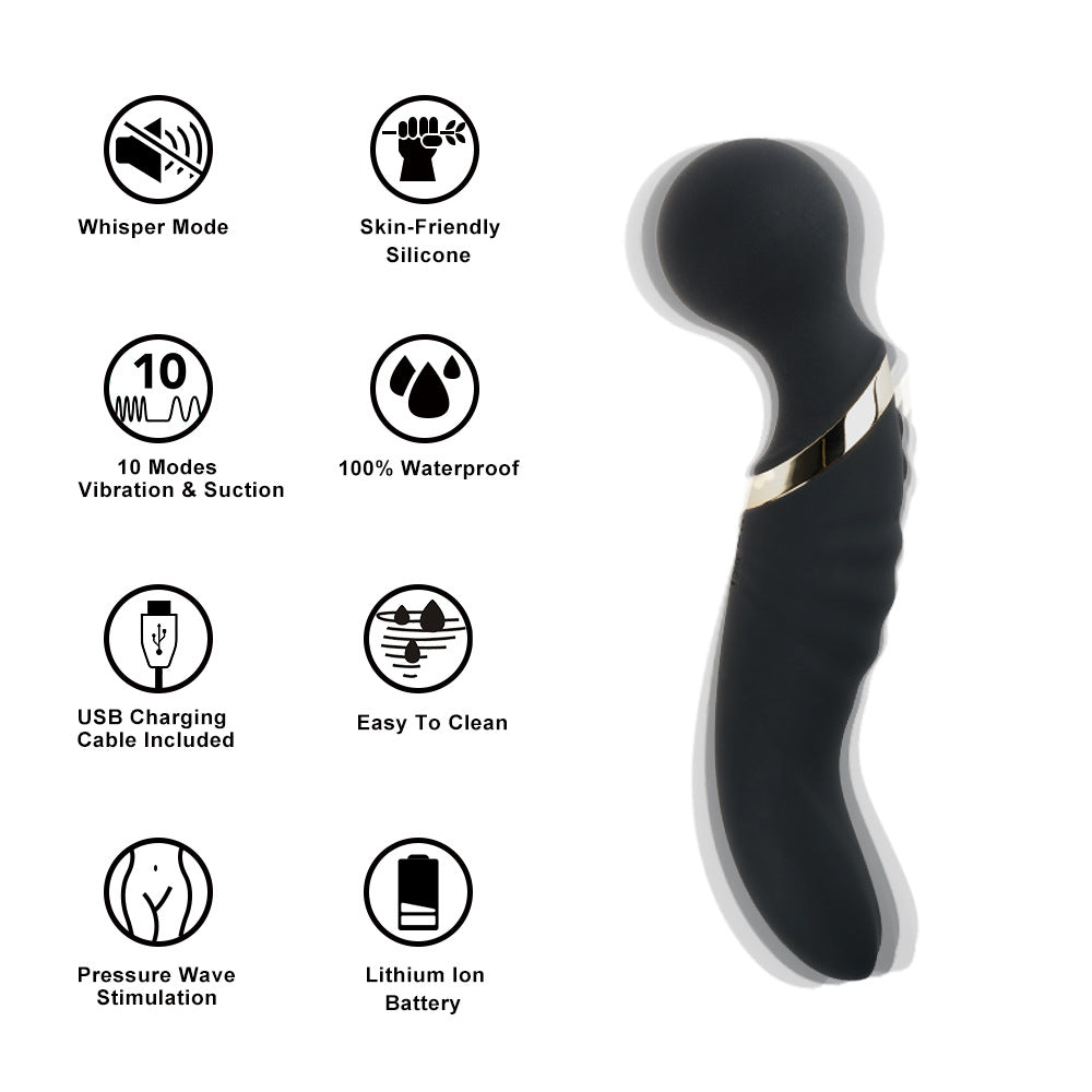 Masajeador personal de mano de doble estimulación, uso personal para aliviar la tensión, masajeador corporal portátil silencioso y recargable