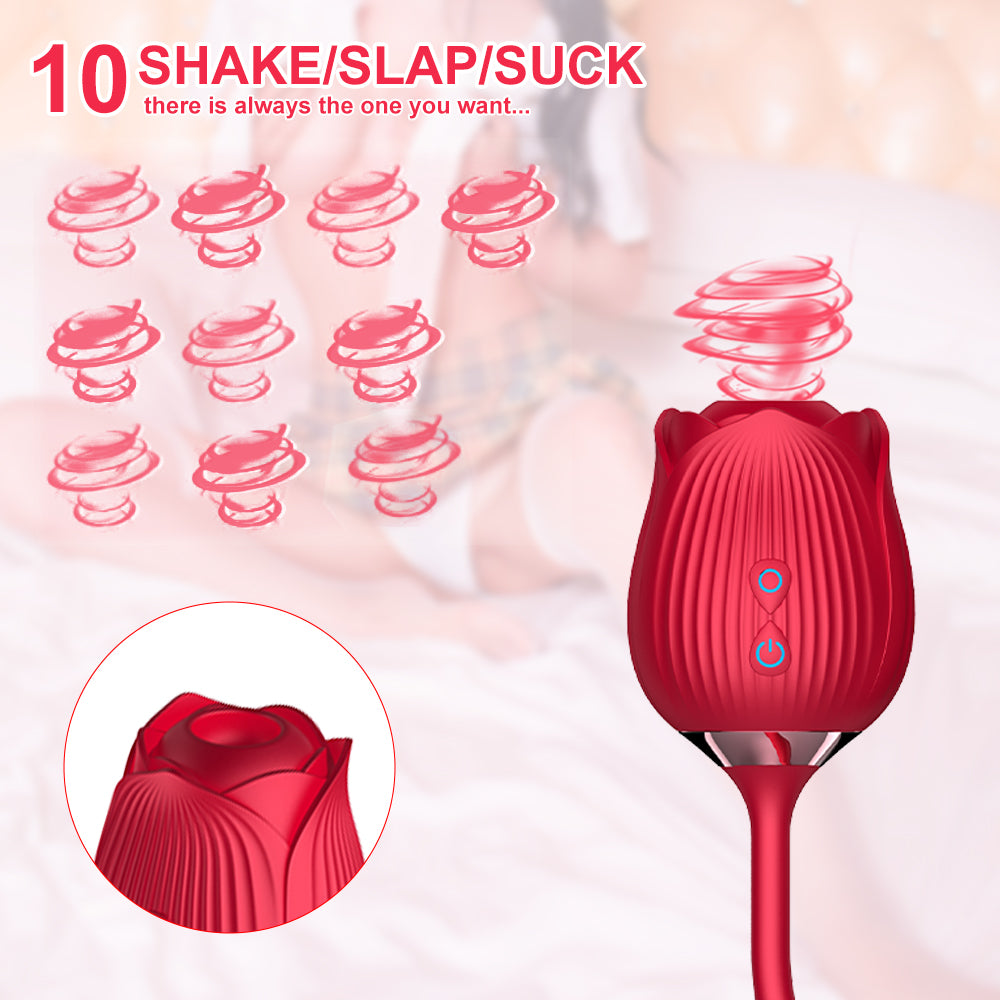 La cuarta generación de rosas en el jardín chupa, provoca, vibra, abrocha y salta huevos para juguetes sexuales femeninos