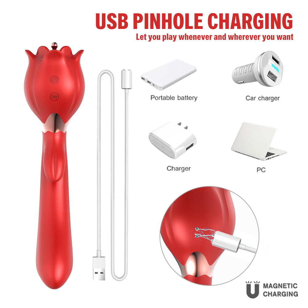 Loviss Lena Vibrator Doppelkopf Rabbit Rose G-Punkt Klitorisstimulator