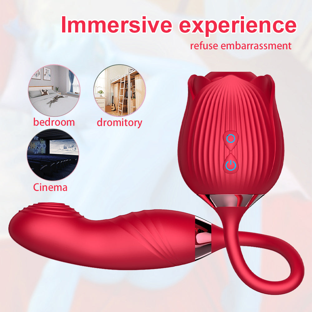 La cuarta generación de rosas en el jardín chupa, provoca, vibra, abrocha y salta huevos para juguetes sexuales femeninos