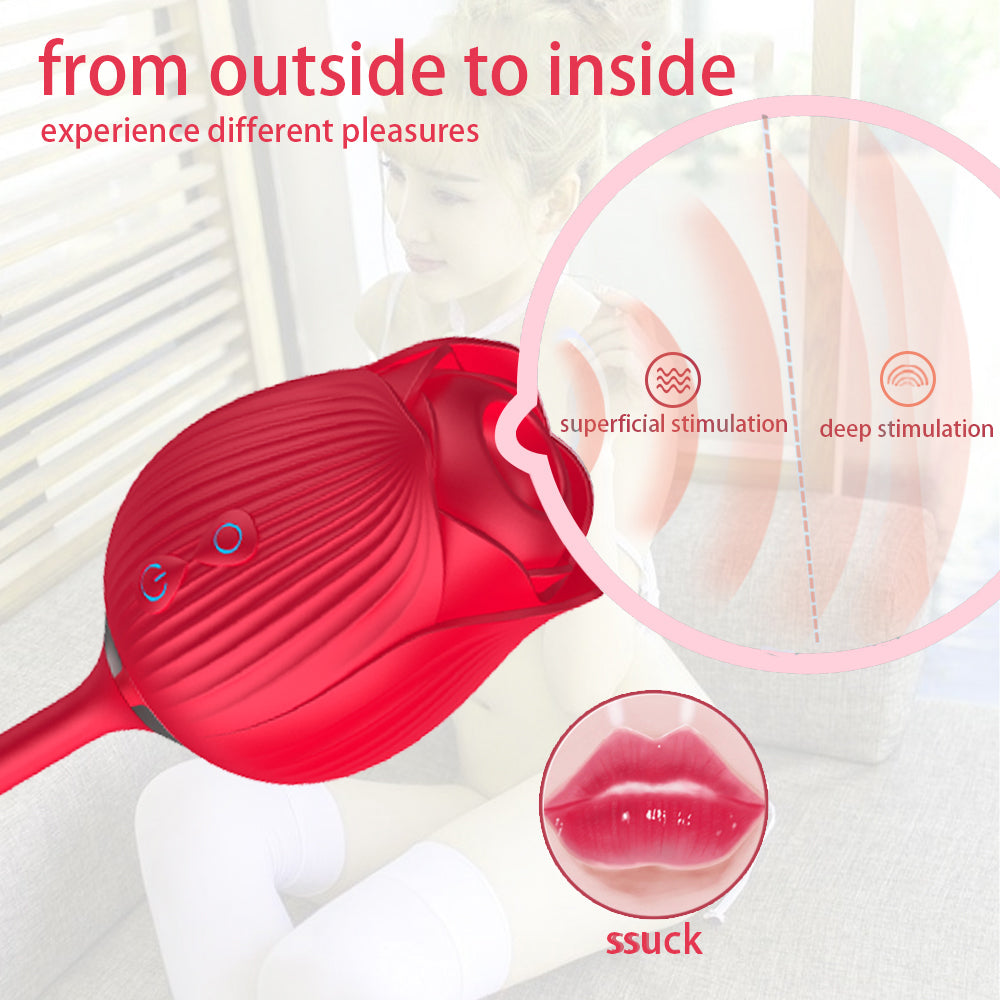 La cuarta generación de rosas en el jardín chupa, provoca, vibra, abrocha y salta huevos para juguetes sexuales femeninos