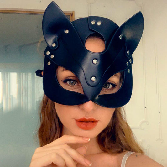 Women Leather Masks Masquerade Party Mask for Cosplay Halloween Costume Accessory