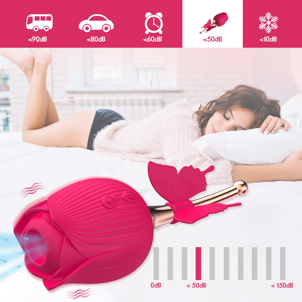 Rose Sucker Succión de mama Vibración Burlas Vibrador Dispositivo de masturbación femenina Juguetes sexuales para adultos Varita vibradora femenina