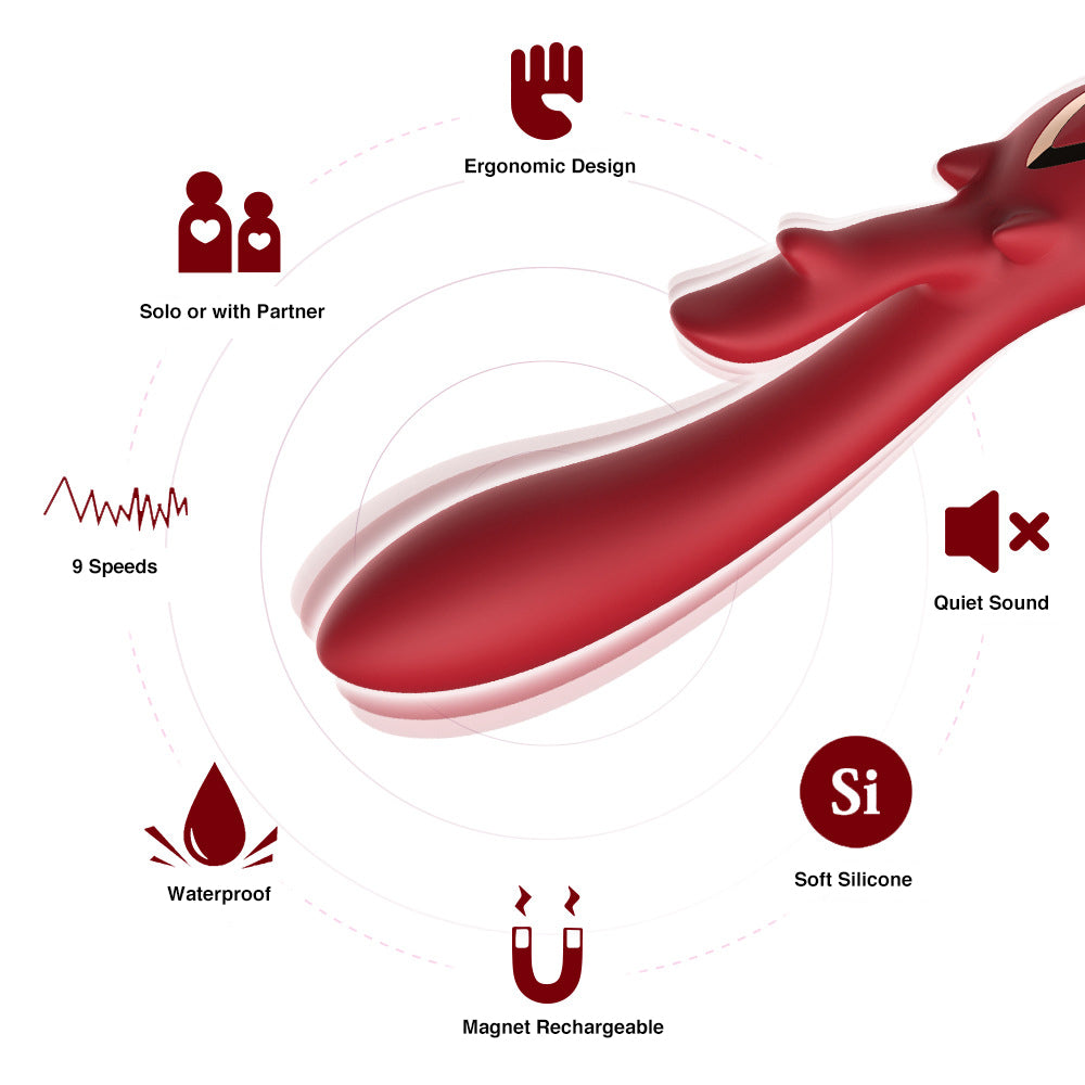 Vibrador de conejo masajeador vibratorio de estimulación dual con forma de venado