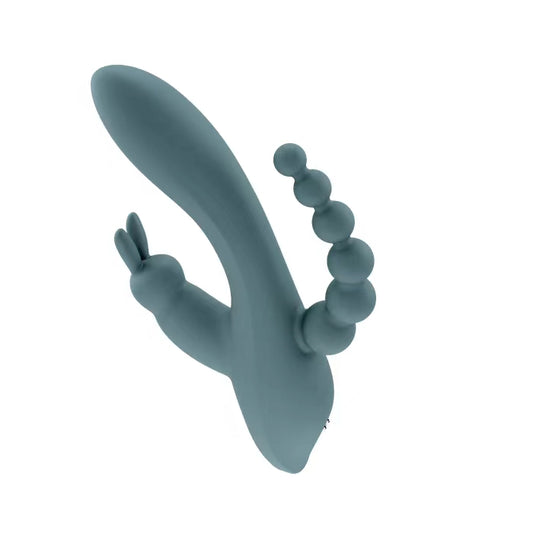 Estimulación anal del clítoris del punto G, todo en uno, vibrador de conejo con cuentas anales, juguete sexual