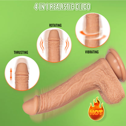 Thrusting Dildo Vibrator Sex Toys - Realistic Rotating Heating Dildos with Vibrating and Thrusting for Clitoral G Spot Anal Stimulator Adult Sex Toy for Women Men Couples Pleasure