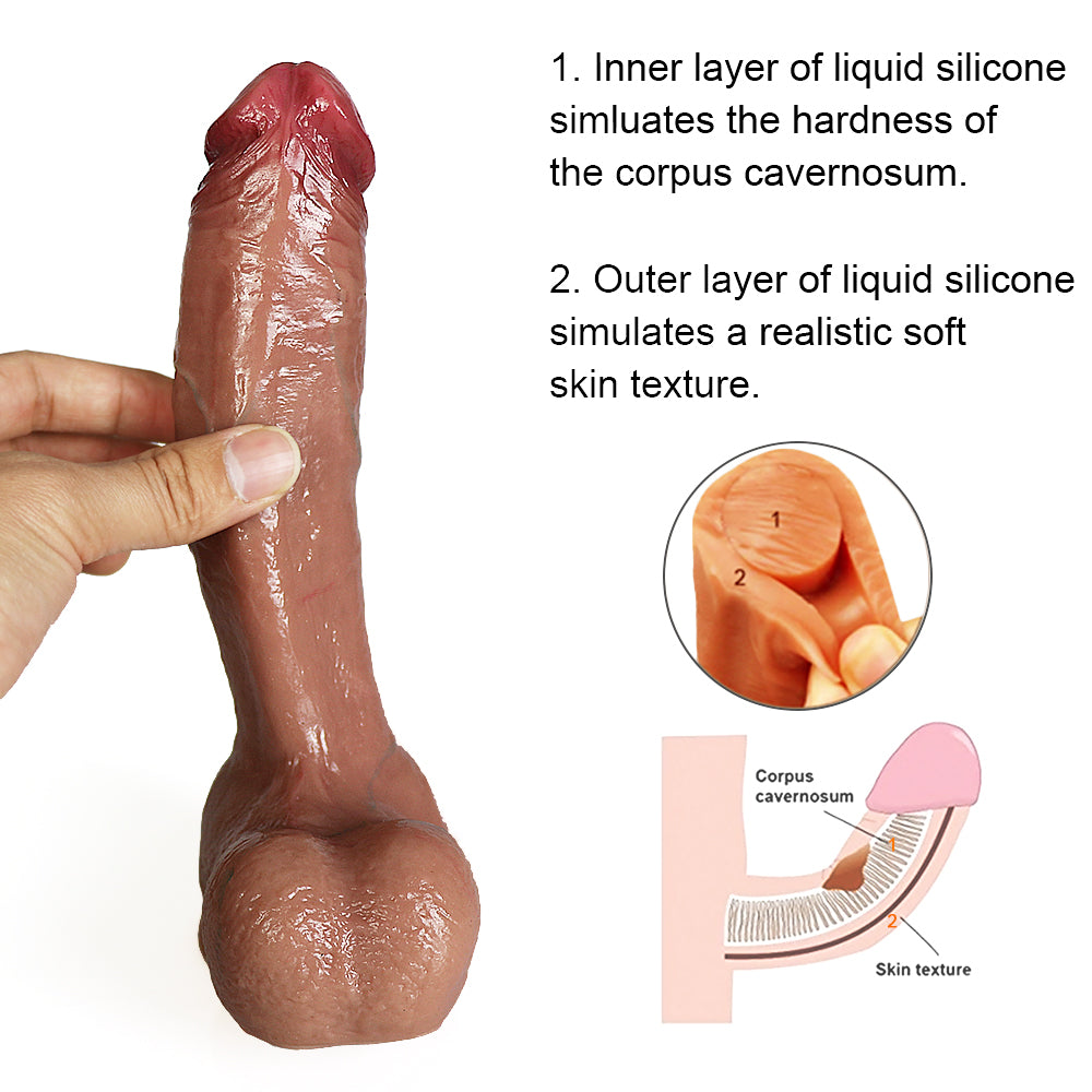 Sex Toy for Women Realistic Silicone Dildo ,Body-Safe Material Strong Suction Cup Ultra Soft Lifelike Thick Anal Dildo for Men G spot Stimulator with Curved Shaft and Balls Throat Trainer