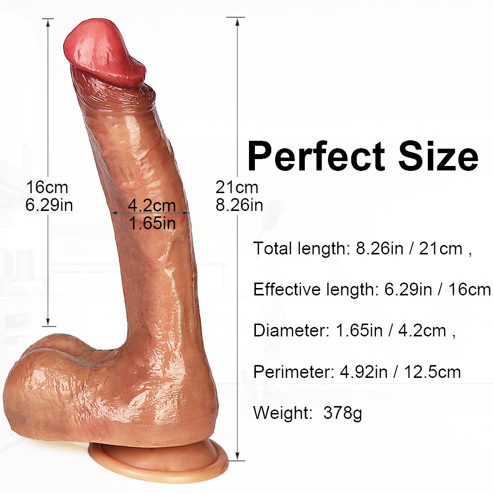 Sex Toy for Women Realistic Silicone Dildo ,Body-Safe Material Strong Suction Cup Ultra Soft Lifelike Thick Anal Dildo for Men G spot Stimulator with Curved Shaft and Balls Throat Trainer