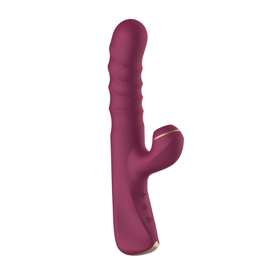 Liquid Silicone Square handle 3 In 1 Comfort Hand feel Silicone Trendy Heating Dildo Thrusting Pulsing Vibrating Rabbit Vibrator