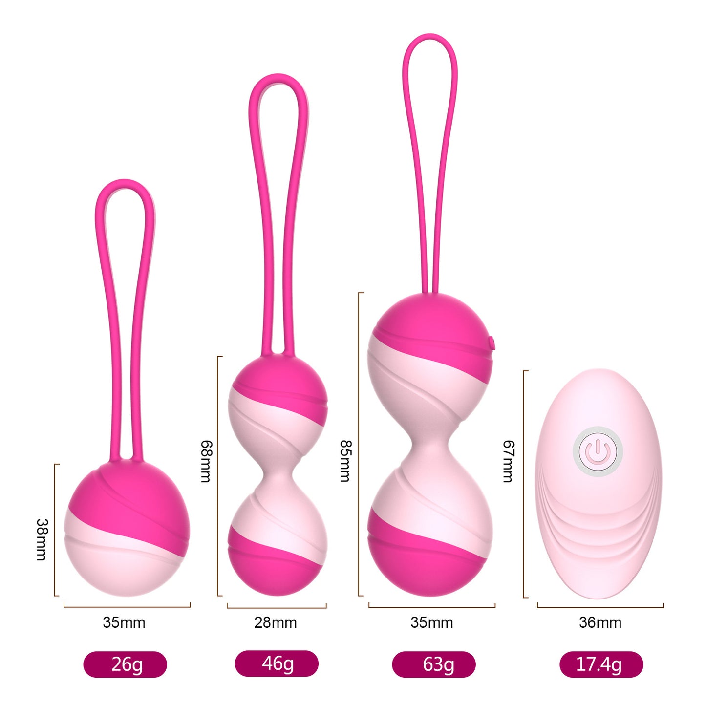 Hochwertiges Kegel-Übungsset aus Silikon mit vibrierendem Ei, kabellose Steuerung, G-Punkt, Vagina-Wiederherstellung, Sexspielzeug, Trainingsgewichte, Kegel-Bälle, Gewichtsset