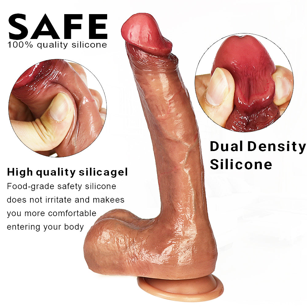 Sex Toy for Women Realistic Silicone Dildo ,Body-Safe Material Strong Suction Cup Ultra Soft Lifelike Thick Anal Dildo for Men G spot Stimulator with Curved Shaft and Balls Throat Trainer