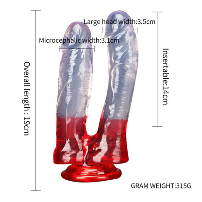Consolador realista de doble punta transparente de Loviss