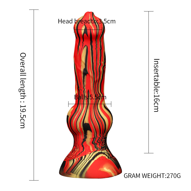 Loviss Silikon-Dildo, Hundeschwanz, Alien Dong, mit Saugnapf, 19,5 cm