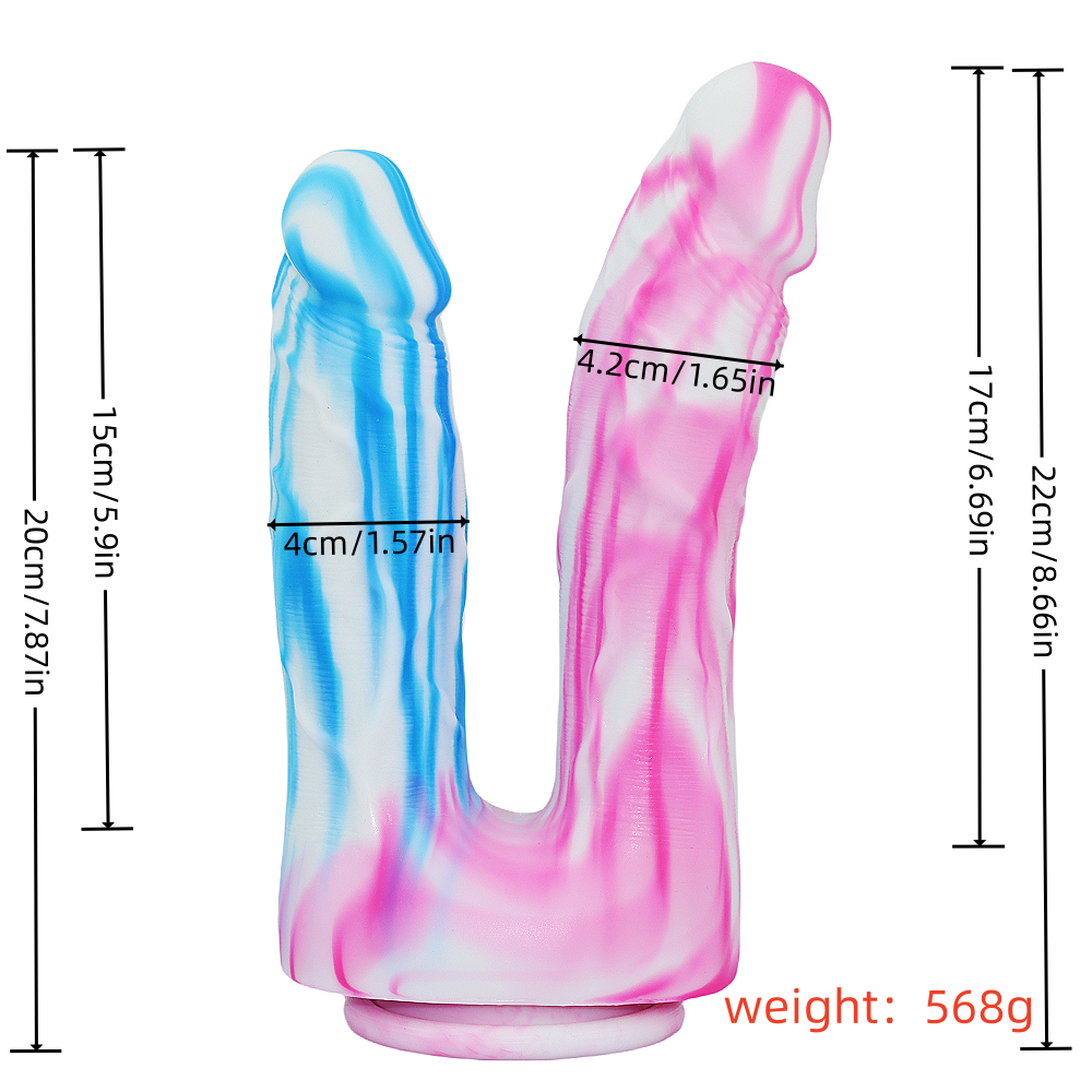 Loviss - Realistischer, farbenfroher Dildo mit zwei Enden aus Silikon