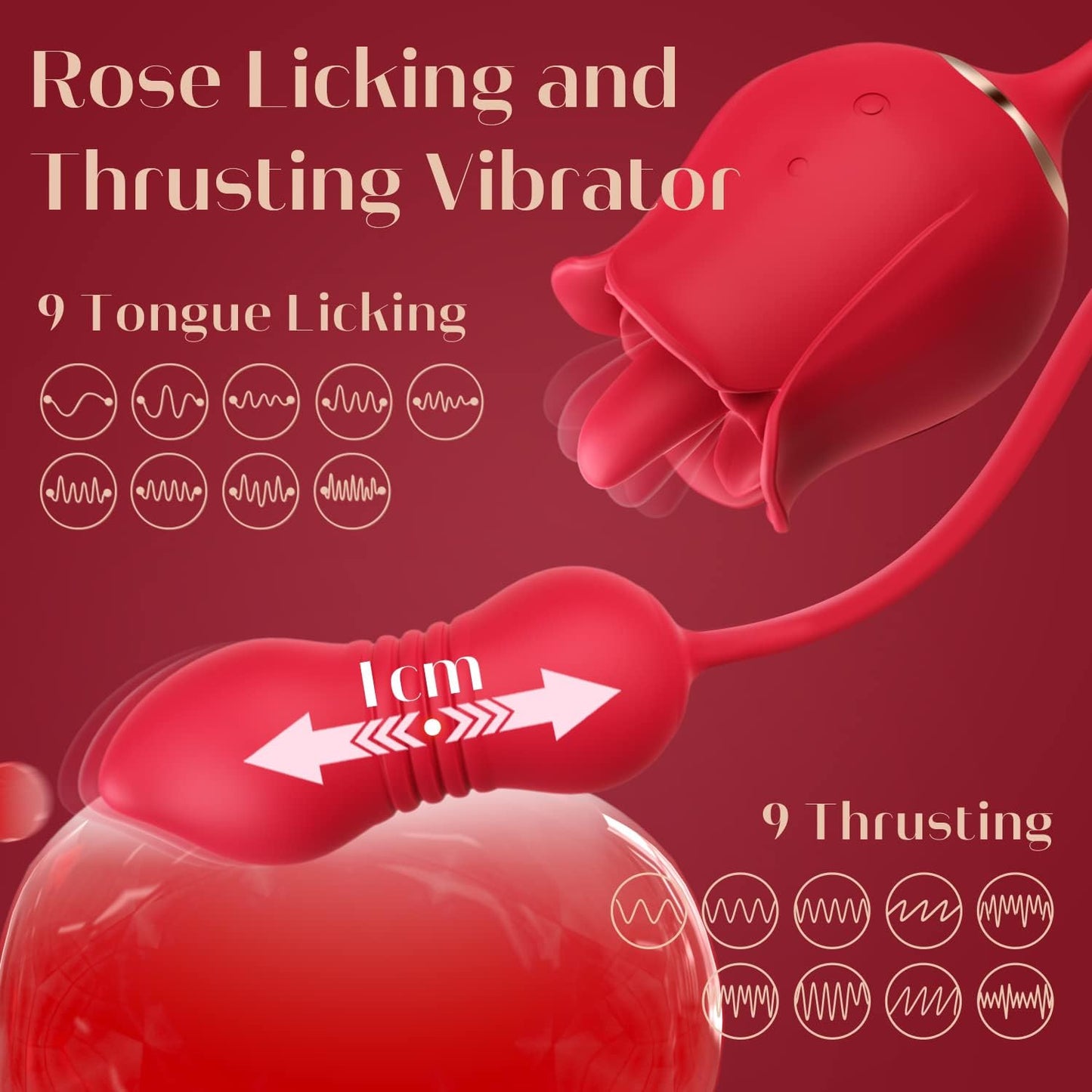 Loviss Rose Toy 2-in-1-Klitoris-Zungenstimulator mit stoßendem Eiervibrator 