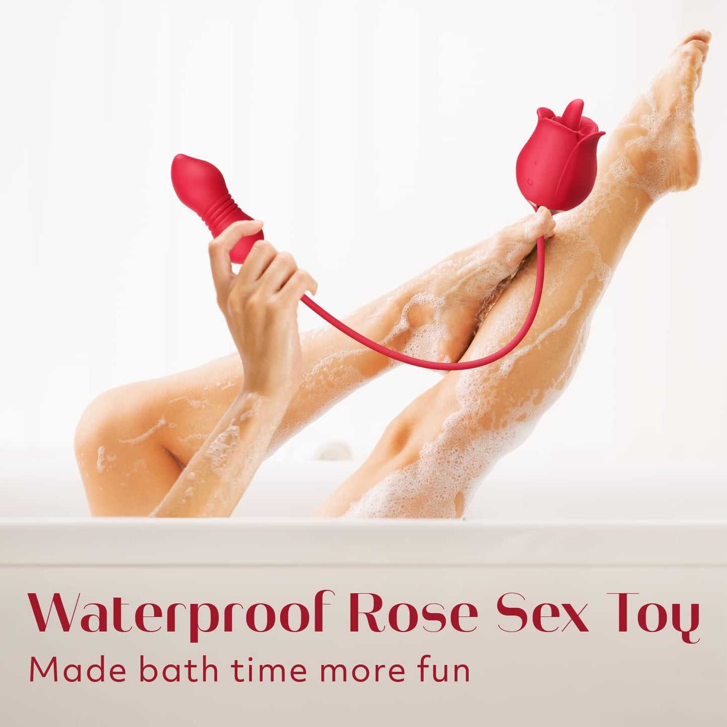 Loviss Rose Toy 2-in-1-Klitoris-Zungenstimulator mit stoßendem Eiervibrator 