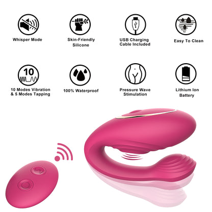 Flapping U-shap Remote Controlled Couple Vibrator Massager Sex Toy Stimulator