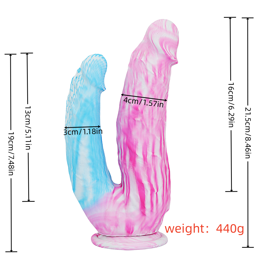 Loviss - Realistischer, farbenfroher Dildo mit zwei Enden aus Silikon