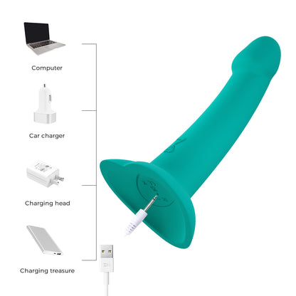 Loviss Liquid Silicone Suction Cup Rechargeable Vibrator Dildo 7.1 Inch