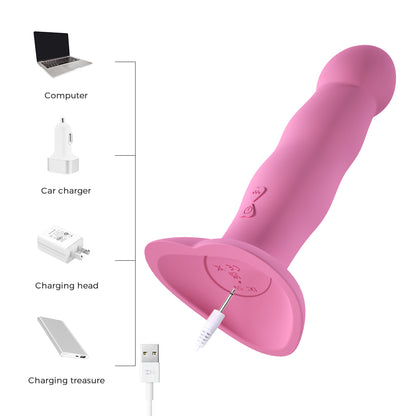 Loviss Ripple Large Liquid Silicone Suction Cup Rechargeable Vibrator Dildo 7.5 Inch