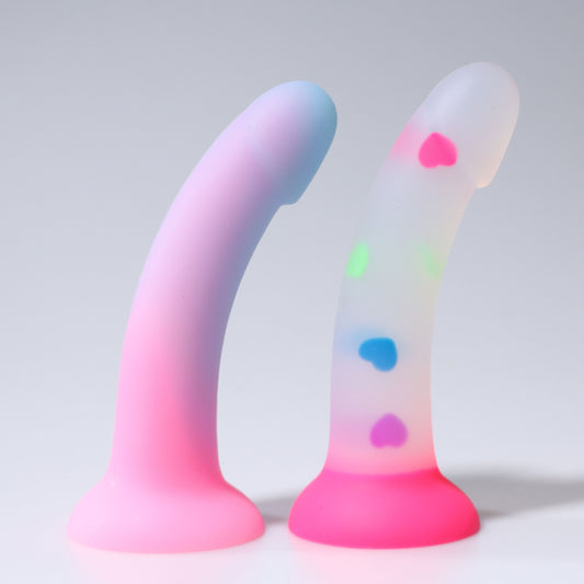 Loviss Liquid Silicone Realistic Dildo Gradient Color Penis for Vaginal and Anal Sex with Suction Cup Compatible Strap-on Harness