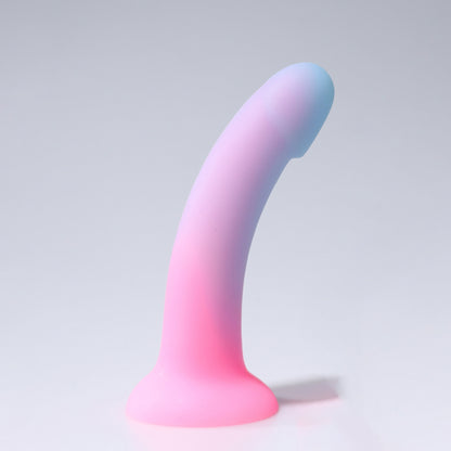 Consolador realista de silicona líquida Loviss con forma de pene de color degradado para sexo vaginal y anal con arnés compatible con ventosa