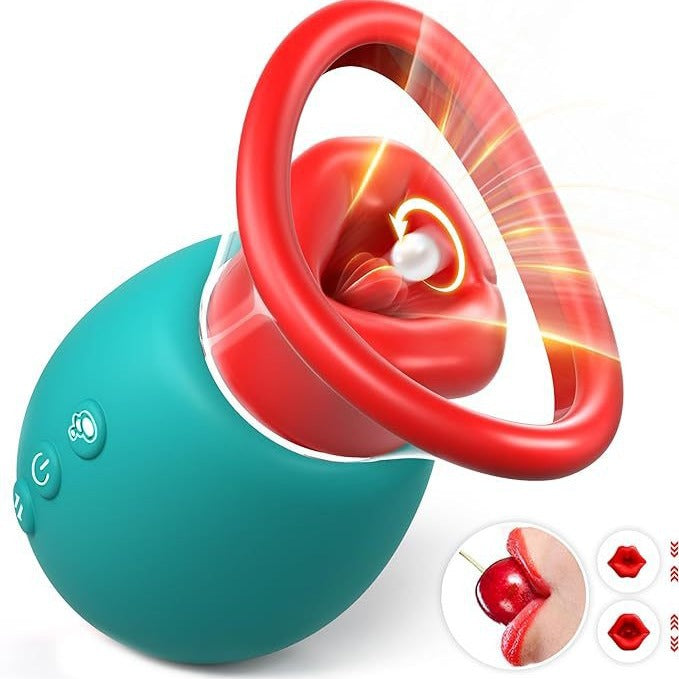 Loviss 4in1 Tongue Licking Vibrator With 10 Mouth Kissing Vibrations & 3 Auto/manual Suction