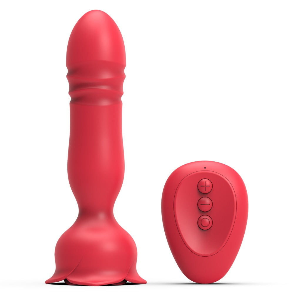 APP Rose Anal Plug Vibrador Empuje Butt Plug Masajeador de Próstata para Hombres y Mujeres Juguete Sexual para Adultos