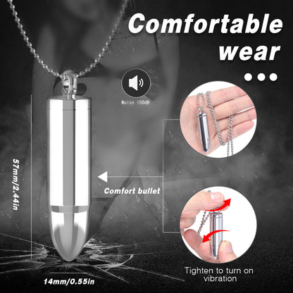 Loviss Vibrador de collar de bala de metal portátil para niñas, mujeres Vibrador de joyería potente para relajación personal del cuerpo Regalo para su masajeador de juguetes sexuales 