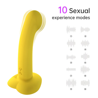 Loviss Curved Liquid Silicone Suction Cup Rechargeable Vibrator Dildo 7 Inch