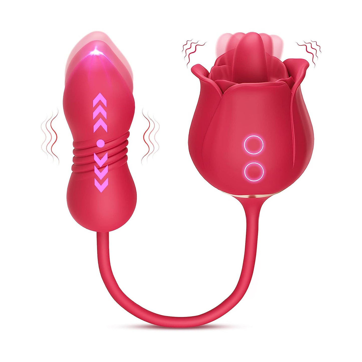 Loviss Rose Toy 2-in-1-Klitoris-Zungenstimulator mit stoßendem Eiervibrator 