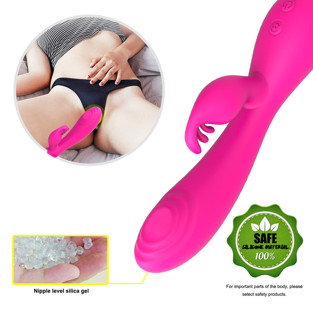 Punto G aleteo estimulación del clítoris calefacción masajeador juguete sexual conejo vibrador