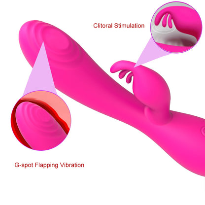 Punto G aleteo estimulación del clítoris calefacción masajeador juguete sexual conejo vibrador