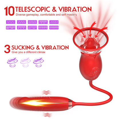 Rose New Product Double Head Tongue Licking Vibrating Egg Vibration Female Masturbation Sex Toy