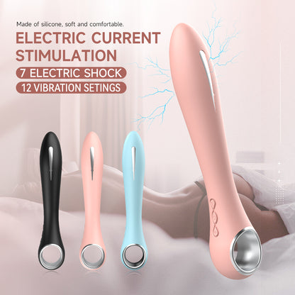 Estimulación de corriente eléctrica Choque eléctrico Pulso Función de vibración Vibrador Juguete sexual Varita de masaje