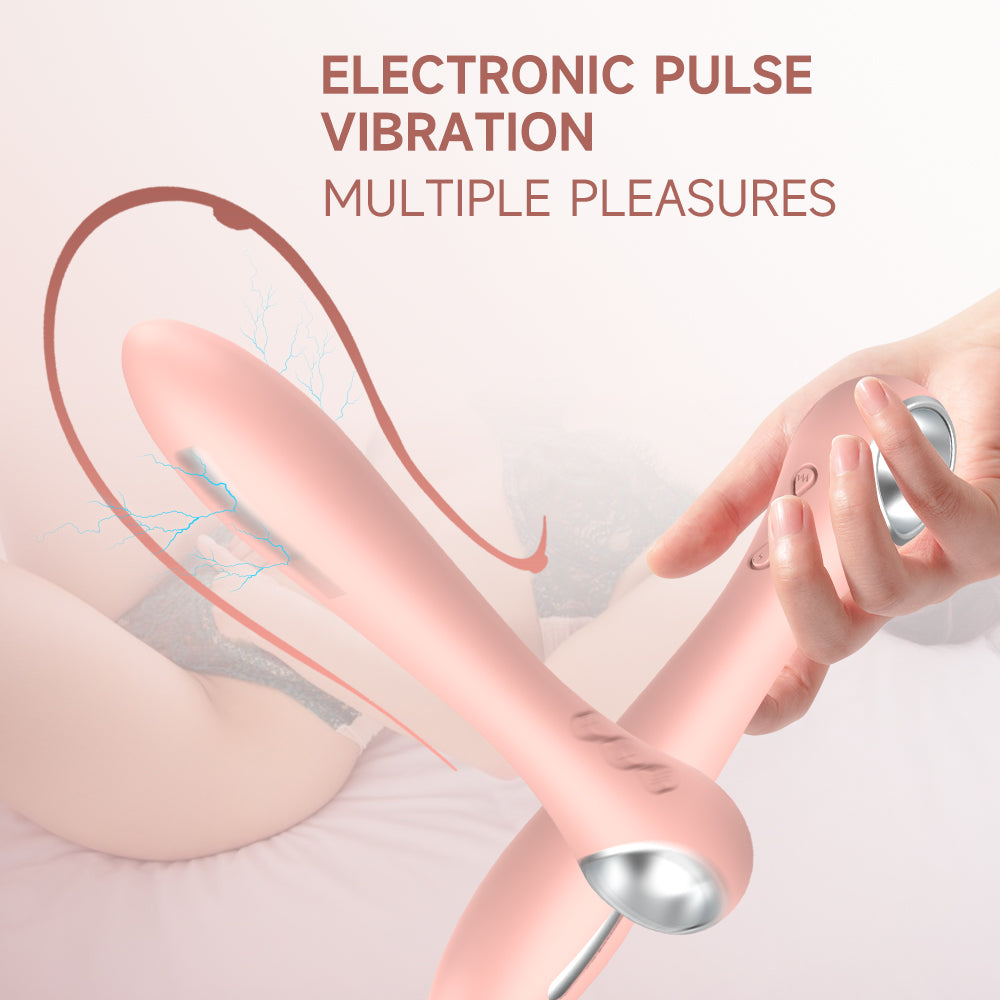 Estimulación de corriente eléctrica Choque eléctrico Pulso Función de vibración Vibrador Juguete sexual Varita de masaje