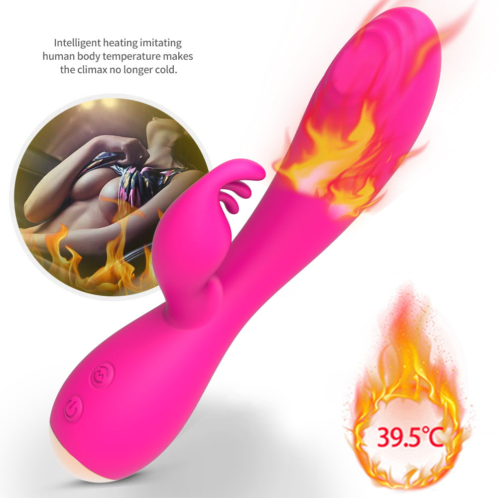 Punto G aleteo estimulación del clítoris calefacción masajeador juguete sexual conejo vibrador