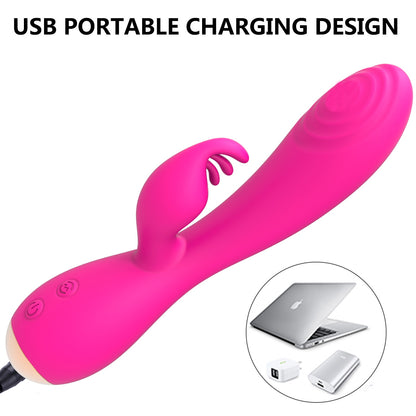 G-spot Flapping Clitoral Stimulation Heating Massager Sex Toy Rabbit Vibrator