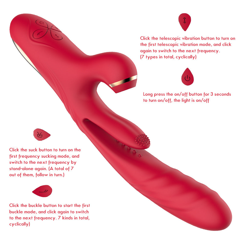 Vibrador de succión con forma de conejo tres en uno con ventosa y empuje de Loviss