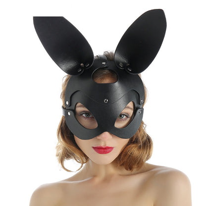 Woman Leather Cat Mask Costume Bunny Fox Masks Animal Half Face Mask Cosplay Halloween Party Women Ladies