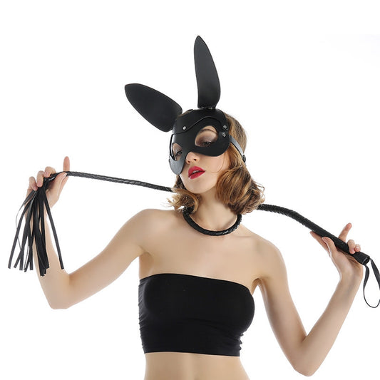 Frau Leder Katze Maske Kostüm Bunny Fox Masken Tier Halbe Gesicht Maske Cosplay Halloween Party Frauen Damen